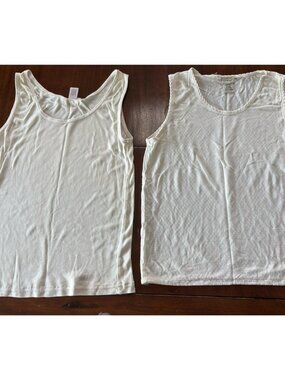 (2) Vintage LL BEAN Winter Silk Tank Top Womens Small 100% Silk Base Layer Ivory